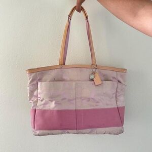 Vintage Y2K Pink Coach Canvas Tote Bag